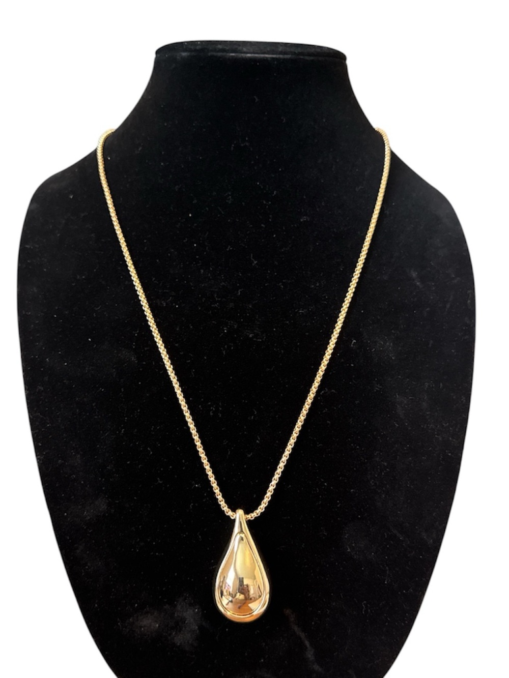 Open Edit Teardrop Pendant Necklace Gold Tone Adjustable Minimalist Modern